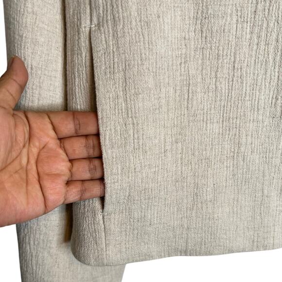 BANANA REPUBLIC Bella Bomber Jacket Cotton Linen Full Front Zip Cream W's Large - Picture 7 of 11